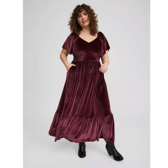 torrid Dresses & Skirts - Torrid Maxi Flutter Sleeve Dress Velvet Dress